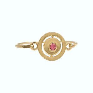 Carolee Pink Rhinestone Gold Tone Double Sided Charm Bangle Bracelet
